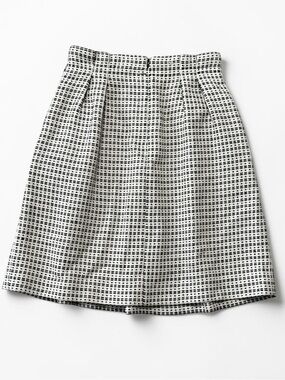 MASSIMO DUTTI Black Cream Patterned A-Line Mini Skirt Paper Bag 4 Work Party